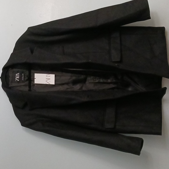 Zara size XLarge women's black wool blend coat. - Picture 9 of 17